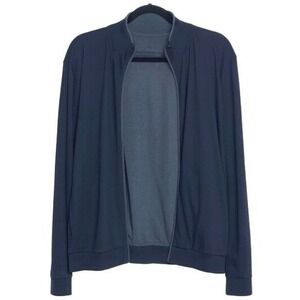 Ermenegildo Zegna Men's XL‎ Navy Cotton Tencel Zip Sweater Jacket
